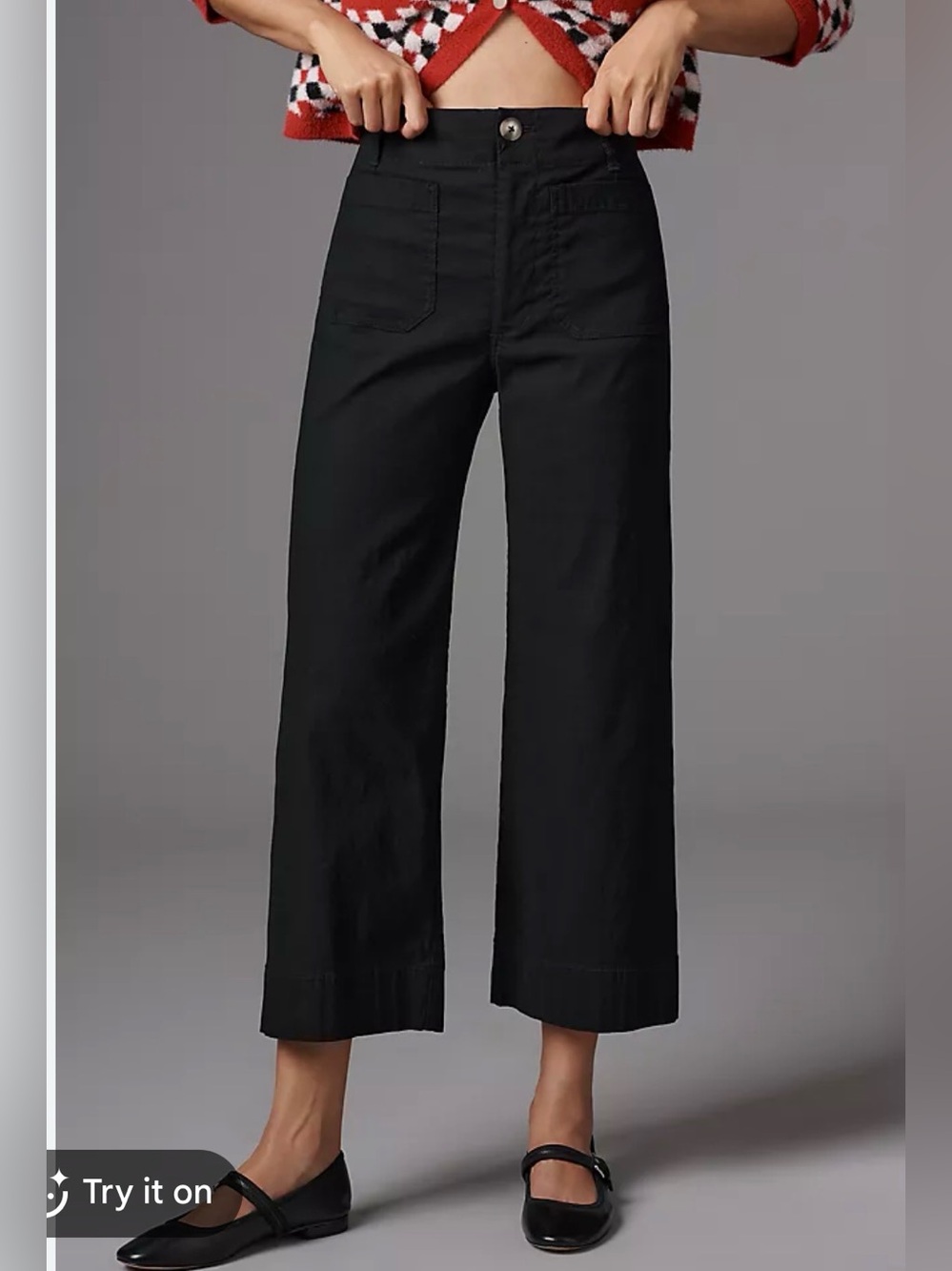 Anthropologie MAEVE The Colette Crop Pants Black Viscose Linen Cotton Size 34